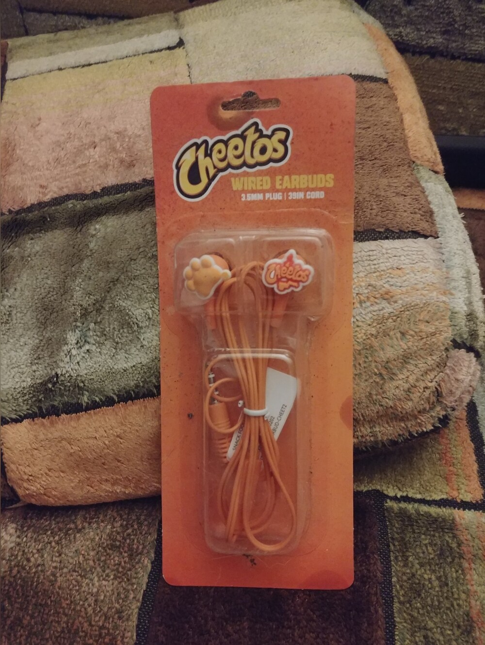Orange Wired Earbuds with Cheetos Accent
